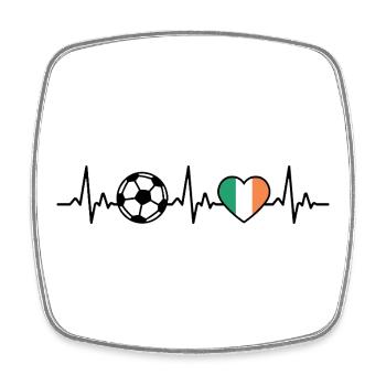 Irland Fußball Herzschlag Irland - Viereckiger Kühlschrankmagnet - Weiß - Vorne
