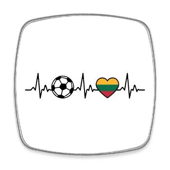 Litauen Fußball Herzschlag Litauen - Viereckiger Kühlschrankmagnet - Weiß - Vorne