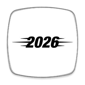 2026 Jahr - Viereckiger Kühlschrankmagnet - Weiß - Vorne