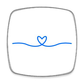 Blue Heart Wave | Minimal Line Art - Square fridge magnet - white - Front