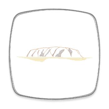 Lineart d’Uluru | Ayers Rock, Australie - Magnet carré - blanc - Devant