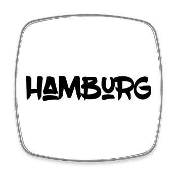 Hamburg - Hansestadt - Alster - Elbe - Hafen - Viereckiger Kühlschrankmagnet - Weiß - Vorne