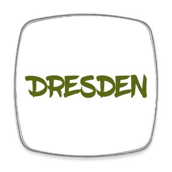Dresden - Sachsen - Frauenkirche - Zwinger - Elbe - Viereckiger Kühlschrankmagnet - Weiß - Vorne