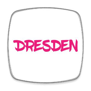 Dresden - Sachsen - Frauenkirche - Zwinger - Elbe - Viereckiger Kühlschrankmagnet - Weiß - Vorne