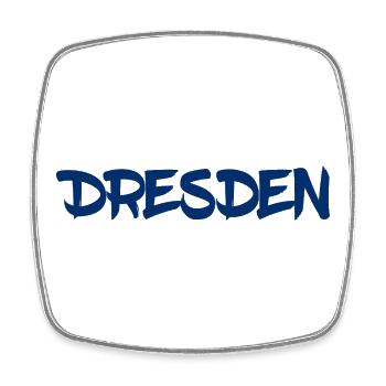 Dresden - Sachsen - Frauenkirche - Zwinger - Elbe - Viereckiger Kühlschrankmagnet - Weiß - Vorne
