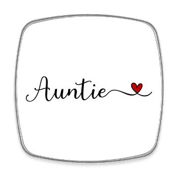 Auntie Typography with a Heart handwritten Font De - Square fridge magnet - white - Front