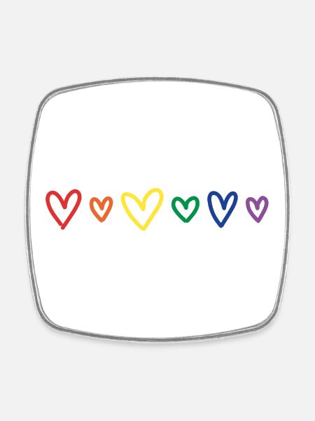 Hearts rainbow - Square fridge magnet - white