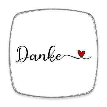 Danke mit Herz - Viereckiger Kühlschrankmagnet - Weiß - Vorne