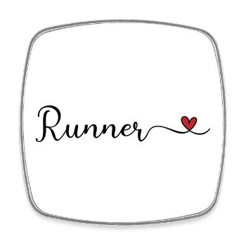 Runner Heart niedliches Typografie-Logo - Viereckiger Kühlschrankmagnet - Weiß - Vorne