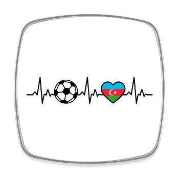 Azerbaijan Football Heartbeat Azerbaijan - Square fridge magnet - white - Front
