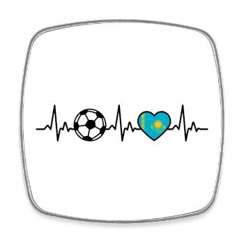 Battement de cœur du football kazakhstan Kazakhstan - Magnet carré - blanc - Devant