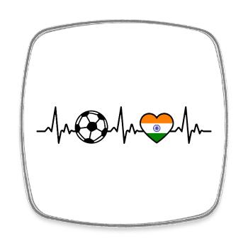 Football Inde Heartbeat Inde - Magnet carré - blanc - Devant