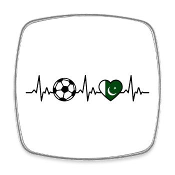 Pakistan Fußball Herzschlag Pakistan - Viereckiger Kühlschrankmagnet - Weiß - Vorne