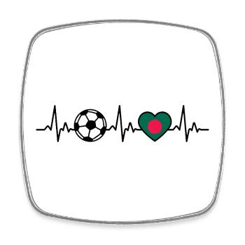 Battement de cœur du football du Bangladesh - Magnet carré - blanc - Devant