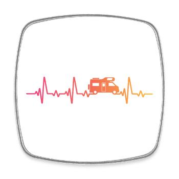 Sunset Heartbeat Camping Motorhome - Square fridge magnet - white - Front