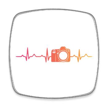 Sunset Camera Heartbeat Photograph - Square fridge magnet - white - Front