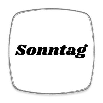 Sonntag Schriftzug - Viereckiger Kühlschrankmagnet - Weiß - Vorne