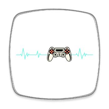 Herzschlag Gaming-Controller - Viereckiger Kühlschrankmagnet - Weiß - Vorne