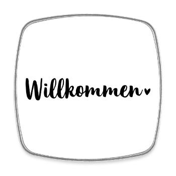 Willkommen Herz Aufkleber Türschild Wohnung Haus - Viereckiger Kühlschrankmagnet - Weiß - Vorne
