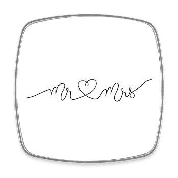 Mr and Mrs Hochzeit Herz Geschenk Ehe Paar - Viereckiger Kühlschrankmagnet - Weiß - Vorne
