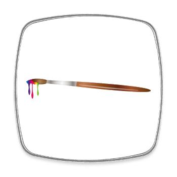 Pinceau d'artiste aux couleurs arc-en-ciel - Magnet carré - blanc - Devant