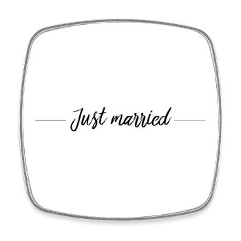 Just married - newly married - Square fridge magnet - white - Front
