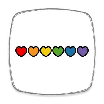 coeurs arc-en-ciel contour noir LGBT lgbtqi queer - Magnet carré - blanc - Devant