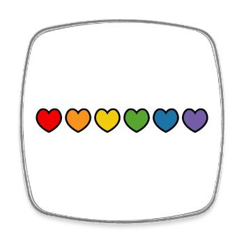 Chemise gay LGBT arc-en-ciel contour noir - Magnet carré - blanc - Devant