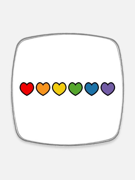 Chemise gay LGBT arc-en-ciel contour noir - Magnet carré - blanc