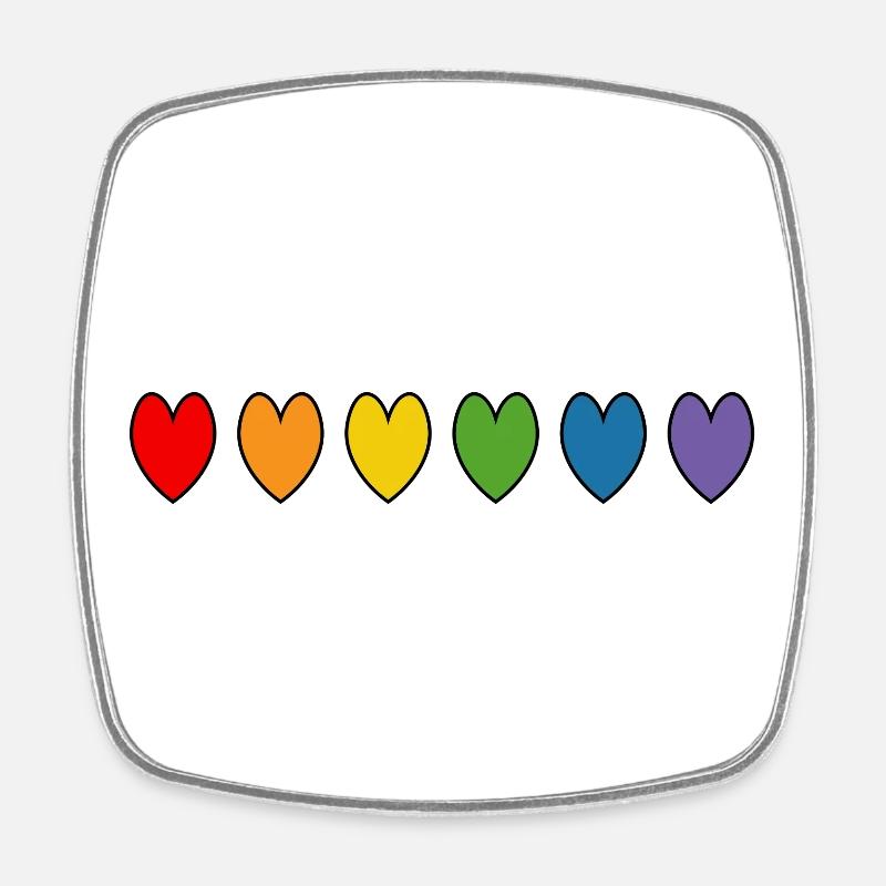 Rainbow Hearts - Square fridge magnet - white