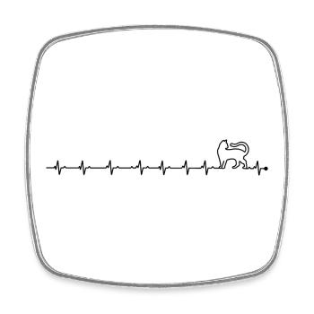 Herzschlag-Katze - Viereckiger Kühlschrankmagnet - Weiß - Vorne