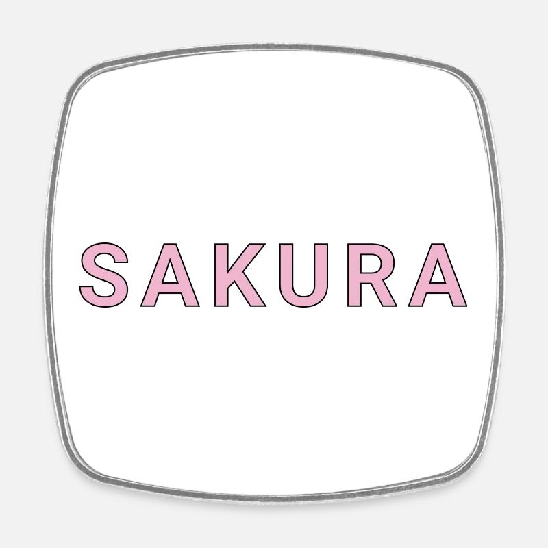 Sakura Pink Font on Black - Square fridge magnet - white