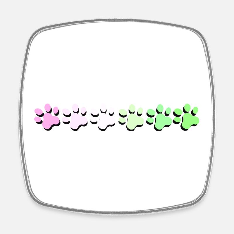 Colorful Paw Print Pattern - Square fridge magnet - white