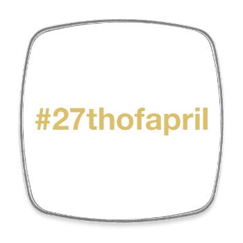 born on April 27 Birthday birthday - Square fridge magnet - white - Front