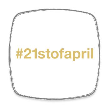 born on April 21 Birthday birthday - Square fridge magnet - white - Front