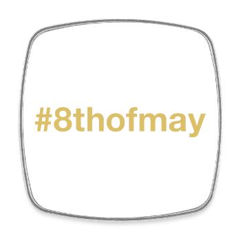born on May 8 Birthday birthday - Square fridge magnet - white - Front