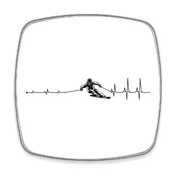 Heartbeat Ski - Viereckiger Kühlschrankmagnet - Weiß - Vorne