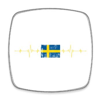 Schweden-Flagge Herzschlag - Viereckiger Kühlschrankmagnet - Weiß - Vorne