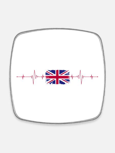 Union Jack Heartbeat Edition - Viereckiger Kühlschrankmagnet - Weiß