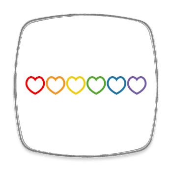 Contour des cœurs arc-en-ciel - Magnet carré - blanc - Devant