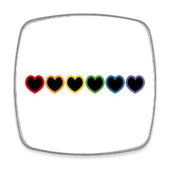 Coeurs LGBT arc-en-ciel noir - Magnet carré - blanc - Devant