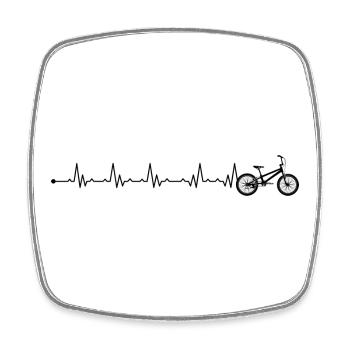 Heartbeat bicycle bmx - Square fridge magnet - white - Front