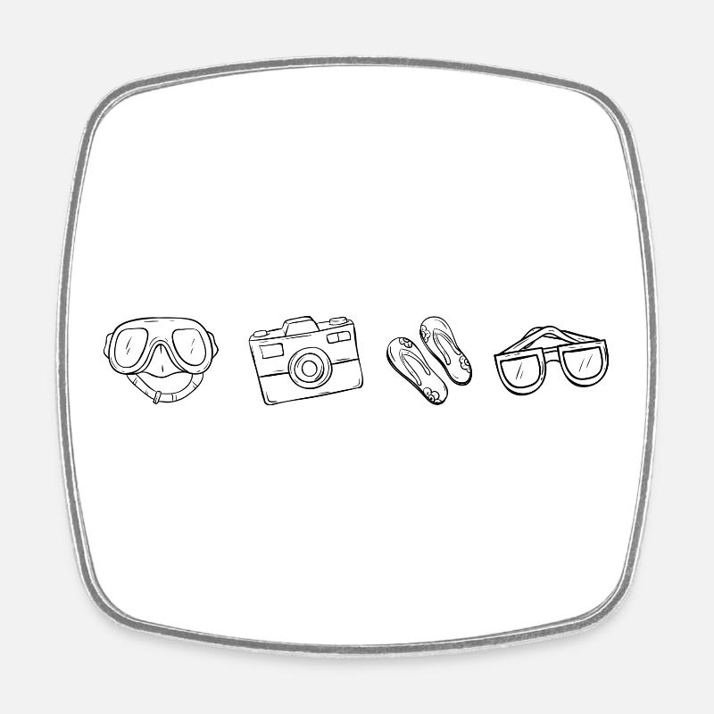 Essentials für den Strandurlaub - Viereckiger Kühlschrankmagnet - Weiß