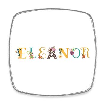 ELEANOR Name Art With Flowers Embroidered - Square fridge magnet - white - Front