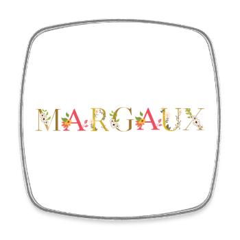Le nom de MARGAUX décoré de fleurs - Magnet carré - blanc - Devant
