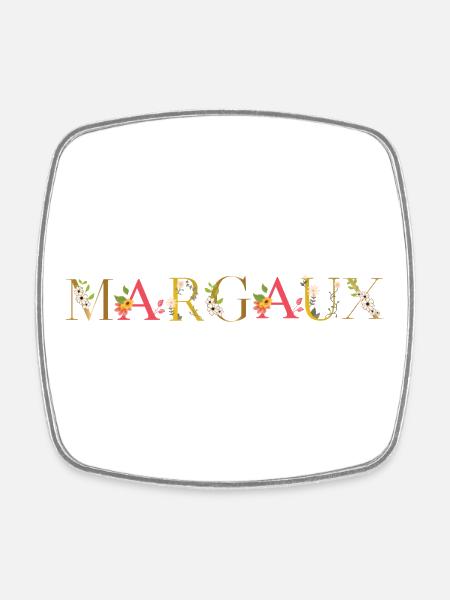 Le nom de MARGAUX décoré de fleurs - Magnet carré - blanc