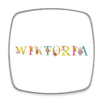 WIKTORIA name decorated with flowers - Square fridge magnet - white - Front
