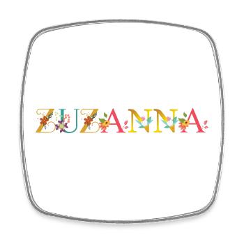 ZUZANNA name decorated with flowers - Square fridge magnet - white - Front