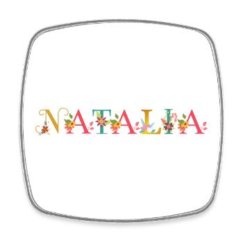 NATALIA nom orné de fleurs - Magnet carré - blanc - Devant
