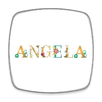 ANGELA Name mit Blumen geschmückt - Viereckiger Kühlschrankmagnet - Weiß - Vorne